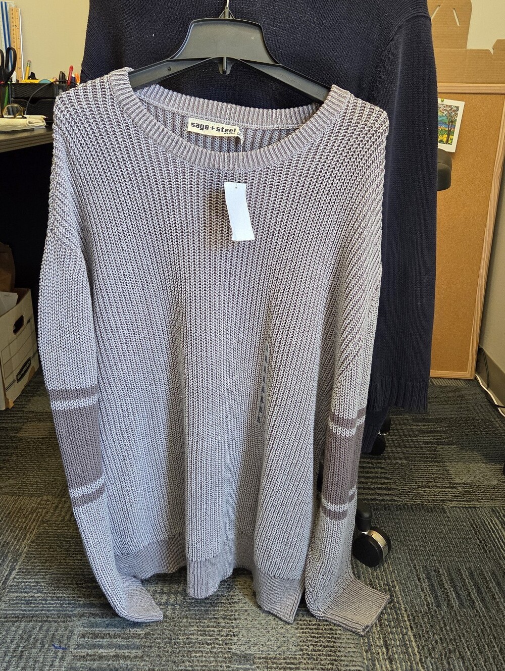 Sage + Steel Men's Sweater Size XL--Gray Crewneck waffle knit--NWT